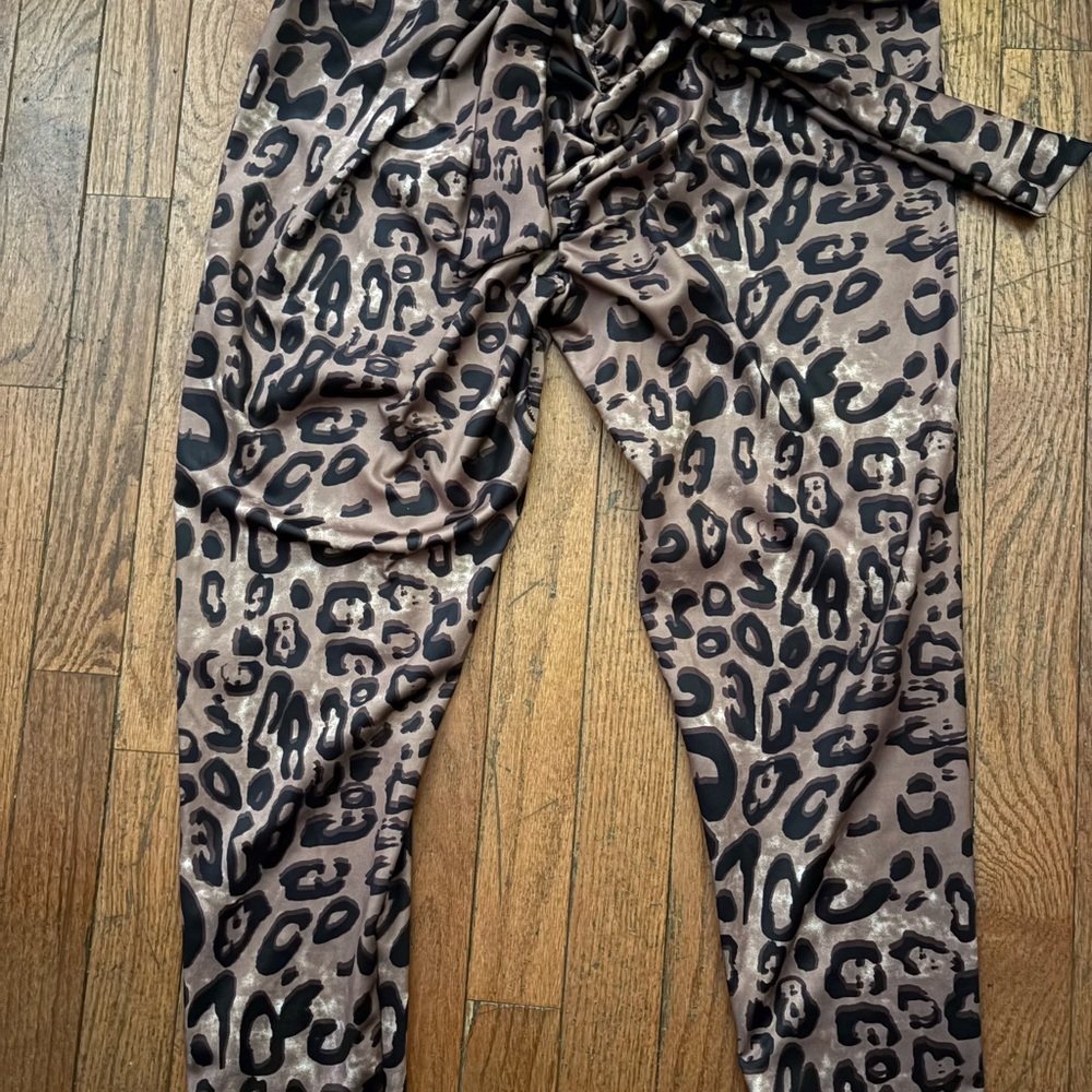 Leopard Print Pants with Tie Waist